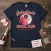 Galentine's SOCIAL CLUB Founded February 13 t-shirt design featuring three women toasting with martinis. Red and pink accents
