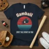 Gamball SPOT THE SPORT IN YOU baseball t-shirt design with vintage sunset graphic and baseball glove