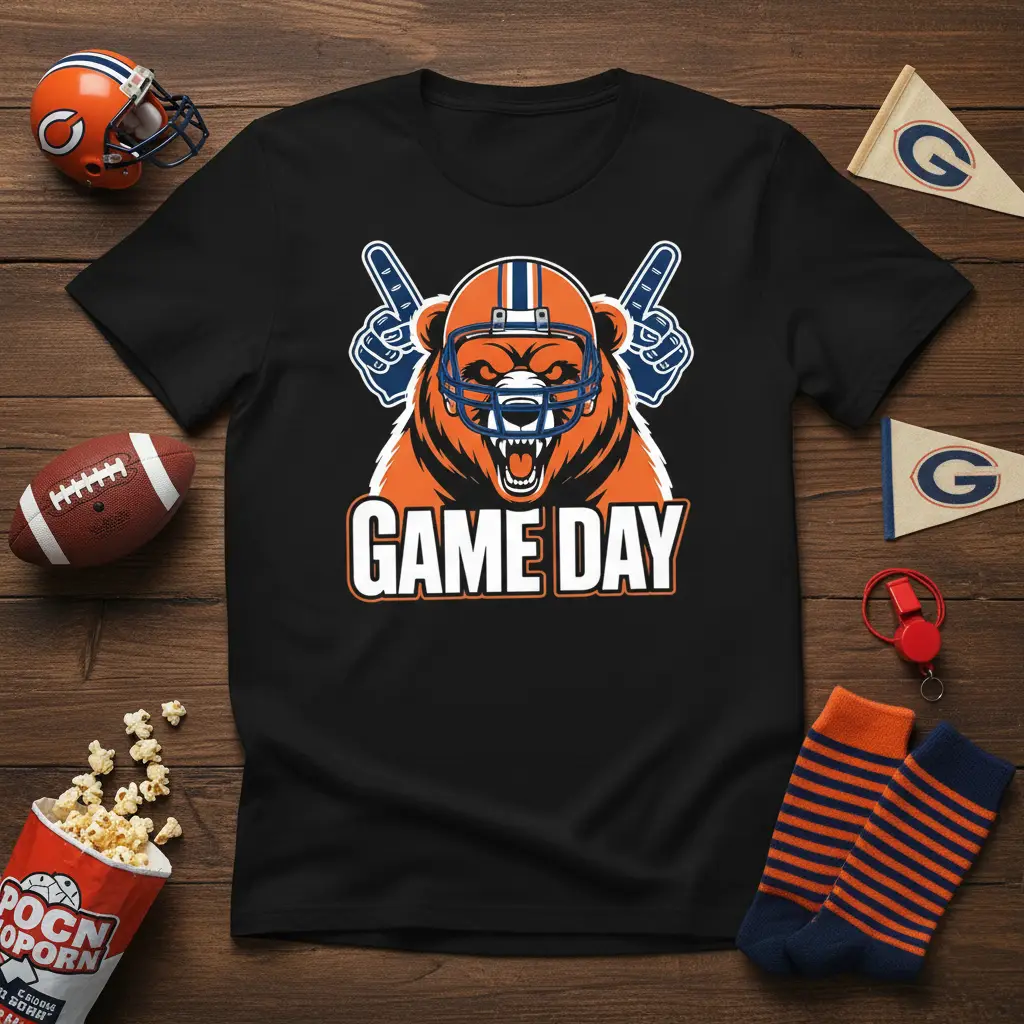 Game Day Bear Football Fan T-Shirt Perfect for Sports Lovers