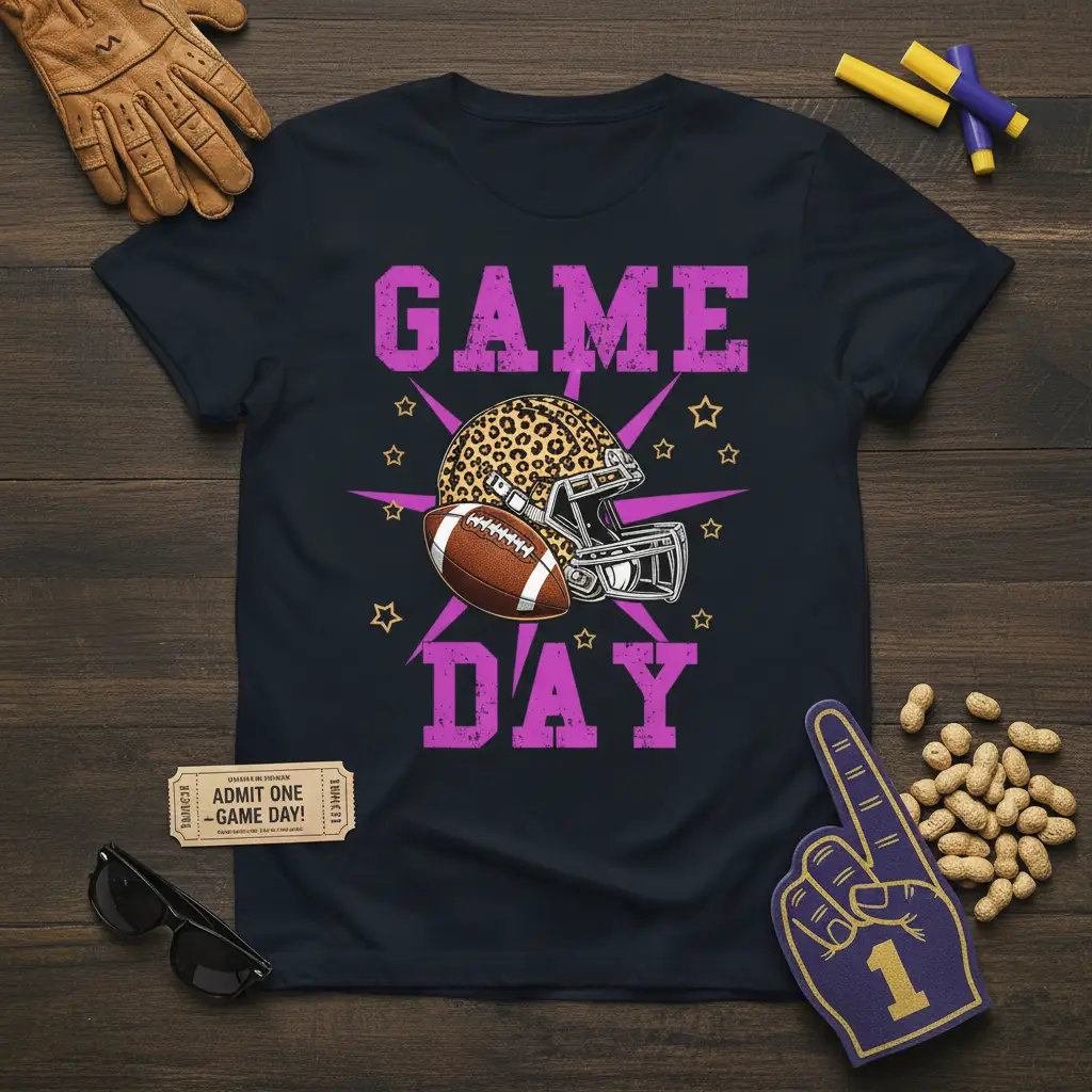 Game Day Football T-Shirt Leopard Print Fan Gear