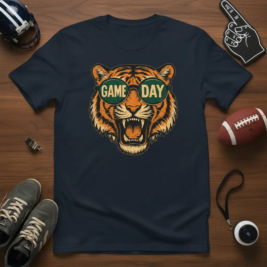 Game Day Tiger Sunglasses T-Shirt Roaring Fan Apparel
