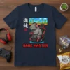 Capybara wearing headphones and gaming in a chair, text "GAME MASTER" below, with retro video game screen
