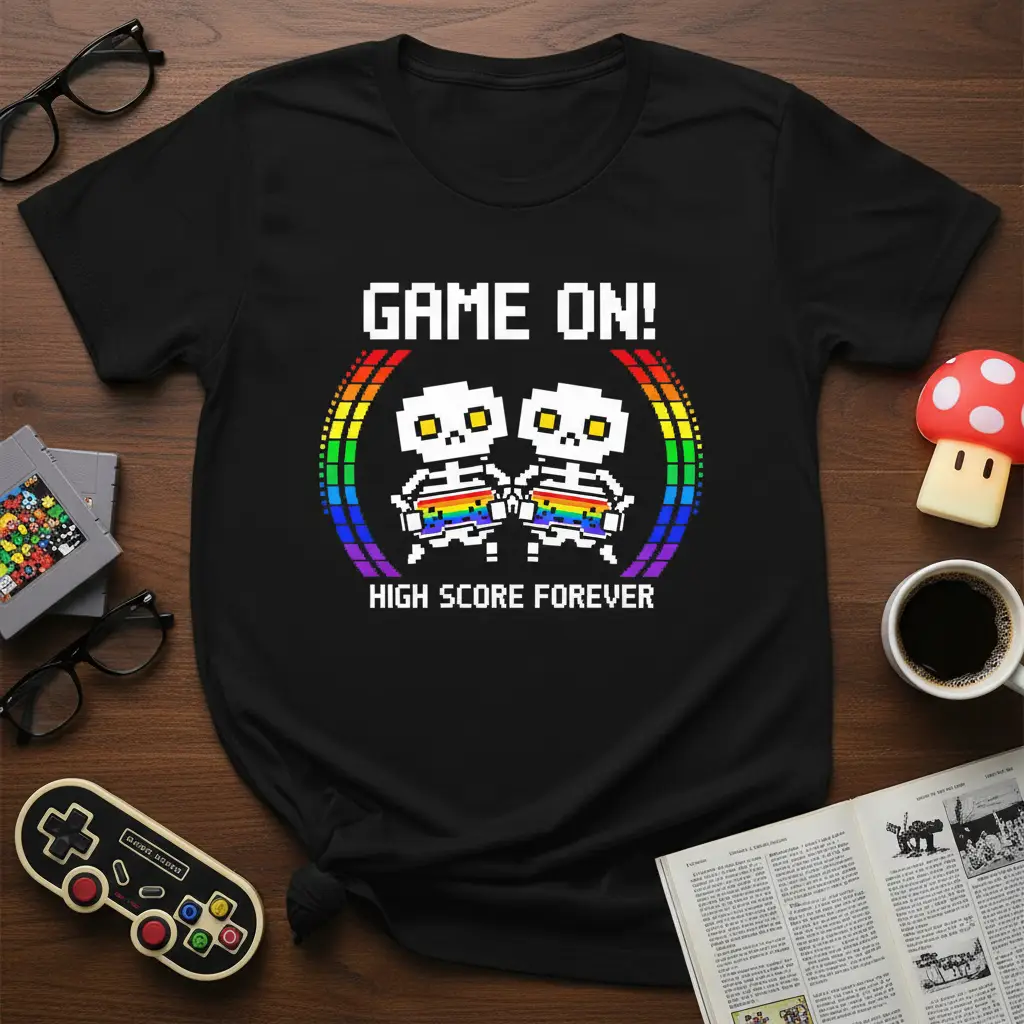 Game On! High Score Forever Retro Gaming Skeleton T-Shirt