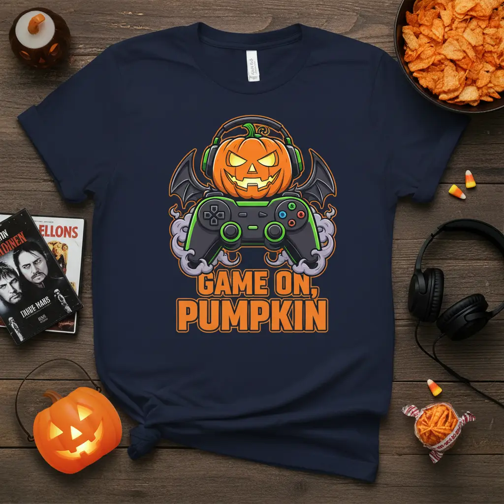 Game On, Pumpkin Halloween Gamer T-Shirt Gift