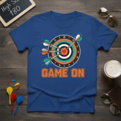 Game On text with a dartboard and arrows graphic, designed for a t-shirt