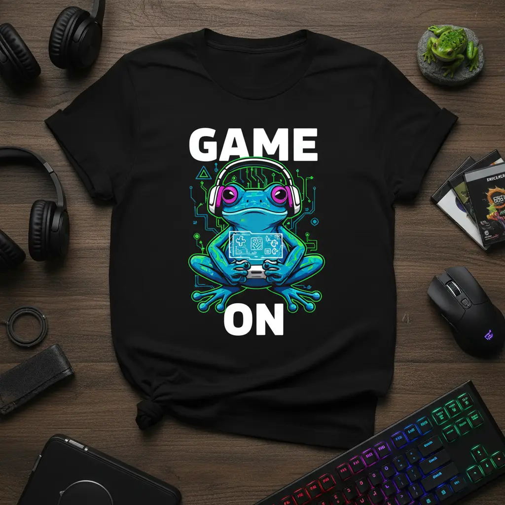 Game on Frog Gamer T-Shirt Fun Video Game Lover Gift