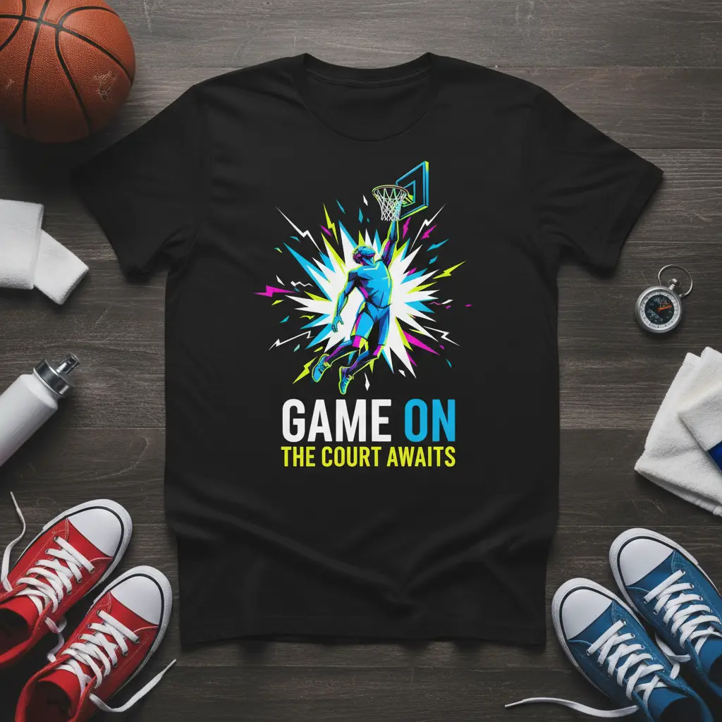 Game on the Court Awaits Basketball T-Shirt for Athletes