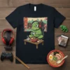 Gamer Frog Ramen unique graphic design printed on comfortable cotton t-shirt