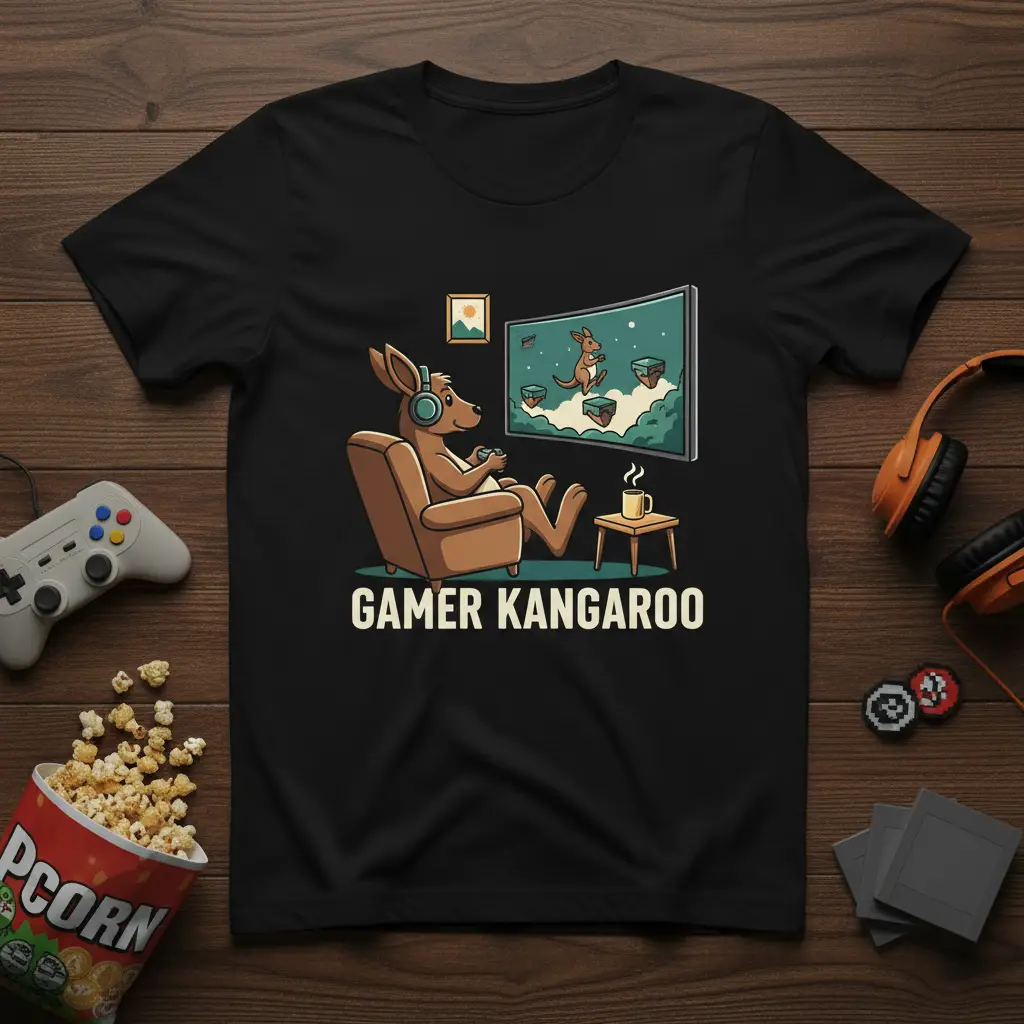 Gamer Kangaroo T-Shirt Funny Video Game Gift for Gamers