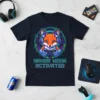 Gamer Mode Activated T-Shirt with a fox wearing headphones and holding a game controller