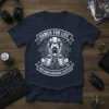 Gamer For Life True Gamer Videogame Lifestyle T-Shirt featuring a futuristic gamer helmet and controller graphic
