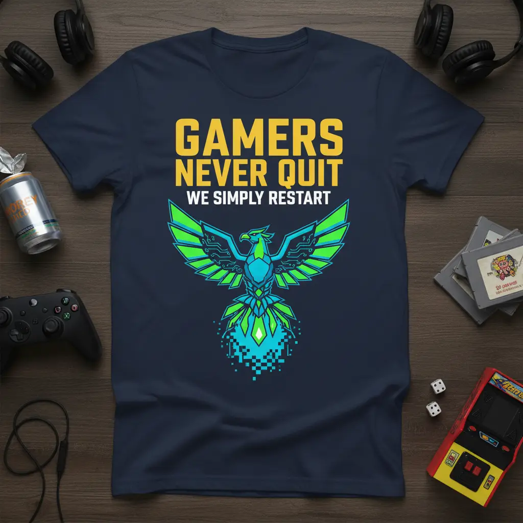 Gamers Never Quit We Simply Restart T-Shirt Funny Gamer Gift