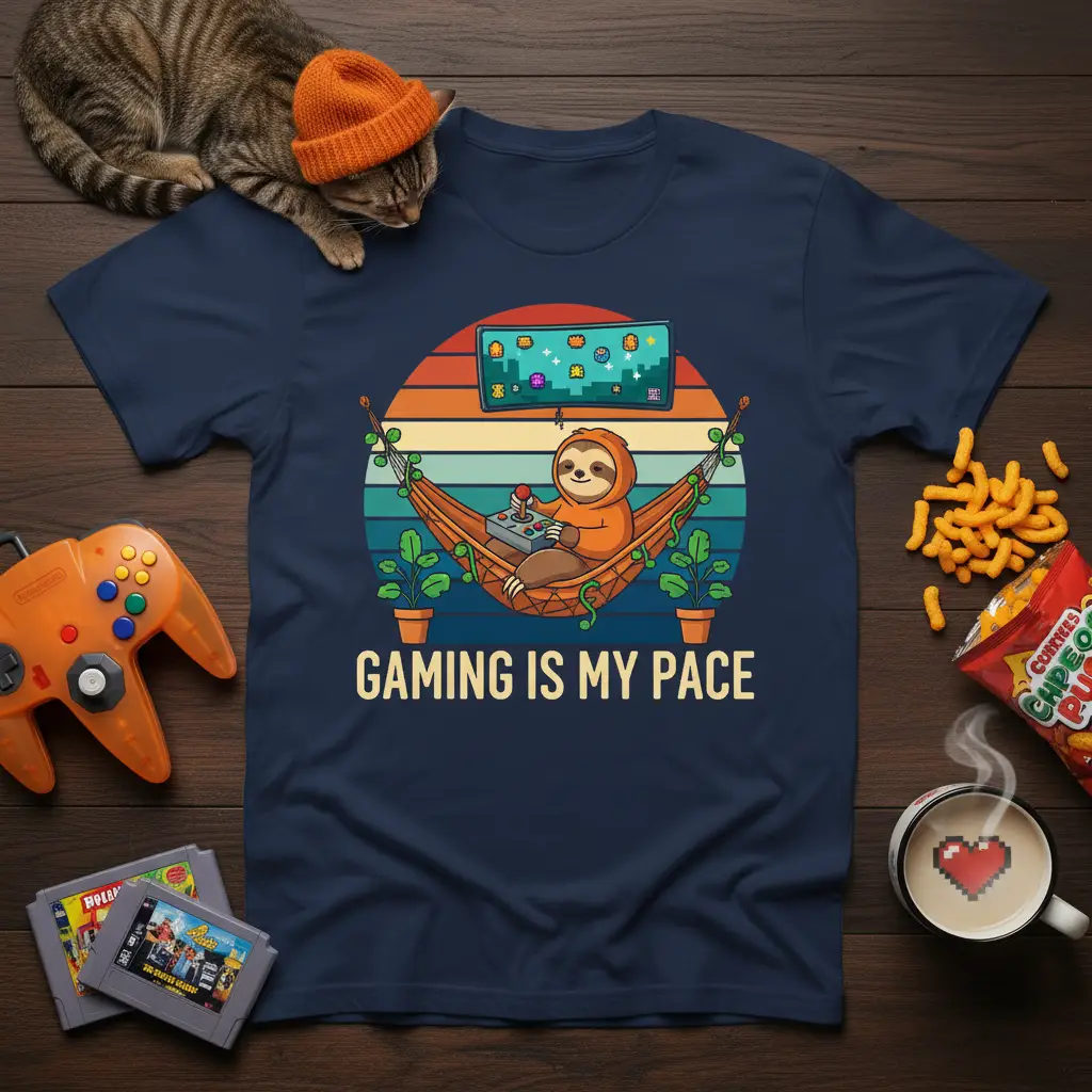Gaming Is My Pace Sloth Gamer T-Shirt Funny Gift