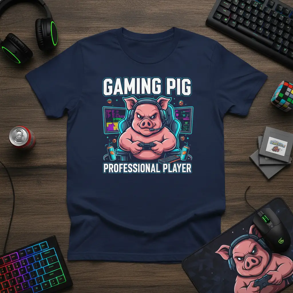 Gaming Pig Professional Player T-Shirt Fun Gamer Gift