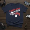 Gaming With Angel T-Shirt featuring a skull with headphones, wings, and a gamepad graphic