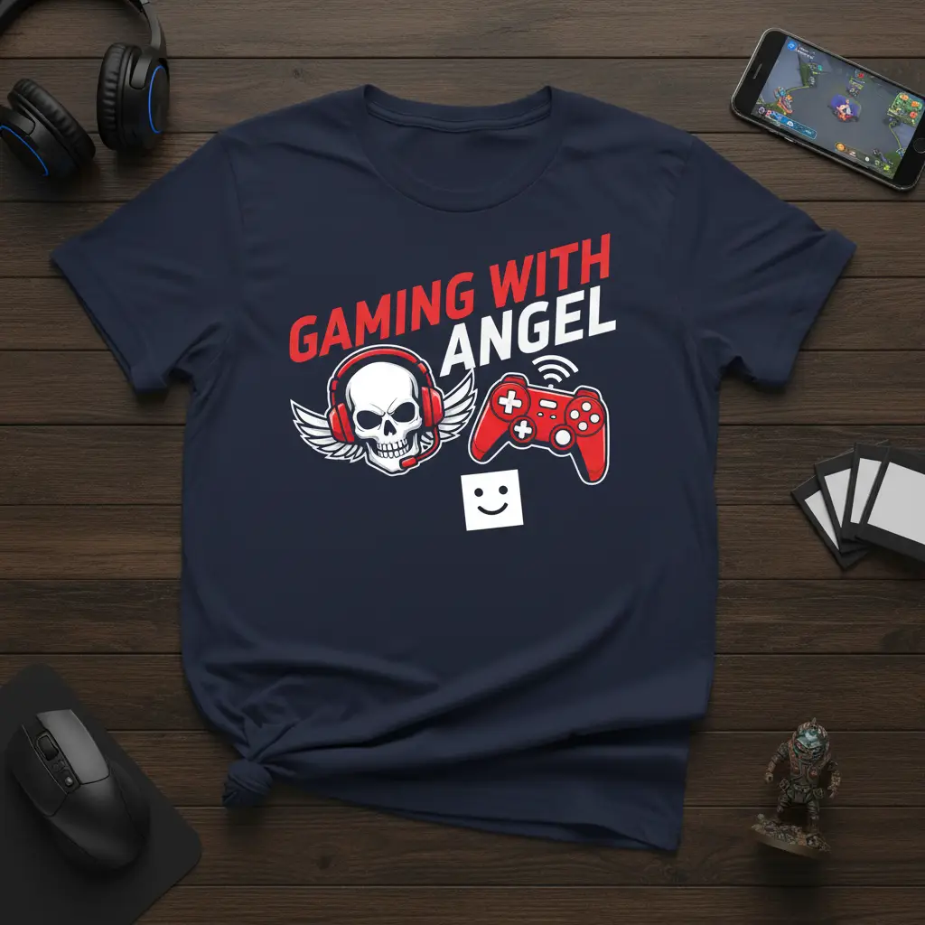 Gaming With Angel T-Shirt Gift for Gamers