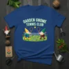 Garden Gnome Tennis Club text above two cartoon gnomes playing tennis on a green court