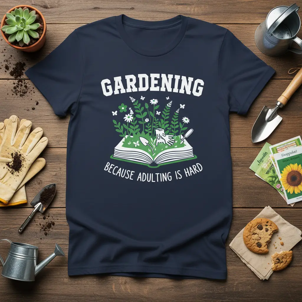 Gardening Because Adulting Is Hard T-Shirt Funny Gift
