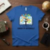 Gary Byker Library of Hudsonville t-shirt with an open book and tree of knowledge graphic, black text