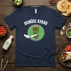 Gemüse Kebab T-Shirt design featuring a stacked vegetable kebab with a knife, text in white and green circle graphic