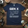 Gen X Raised on Hose Water, Cereal, and Neglect t-shirt with retro graphic and bold white text