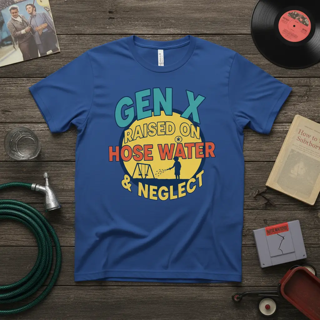 Gen X Raised on Hose Water & Neglect T-Shirt Funny Retro Gift