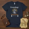 Genealogy Detective Tracing Roots text design featuring eye-catching typography on quality t-shirt