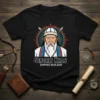 Genghis Khan Empire Builder t-shirt design featuring a portrait of the historical figure with surrounding tribal patterns and spears