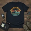 Geocaching Terrain vintage t-shirt design with mountains and stars, perfect for outdoor adventure lovers