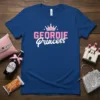 Geordie Princess t-shirt with pink crown and white script text, celebrating Northeast identity