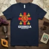 Navy t-shirt with the Georgian coat of arms and "GEORGIA SAKARTVELO" text in white