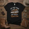 Graphic t-shirt with the quote "Get Off Your High Horse And Onto A Real One," featuring a rider on a