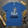 GETSUNK t-shirt with a crowned anchor graphic on wavy ocean water, black text below