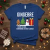 French Gingebre Arbre de Noël Bonhomme de Neige Cadeau t-shirt design with gingerbread man, Christmas tree, snowman, and gift graphic