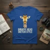 Giraffe Head Sketch Style T-Shirt featuring a geometric giraffe head design in white text
