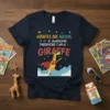 Giraffes Are Awesome I Am Awesome Therefore I Am A Giraffe text with superhero giraffe graphic on a navy t-shirt