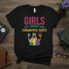 GIRLS JUST WANNA HAVE FUNDAMENTAL RIGHTS feminist quote t-shirt design with graphic of women holding books