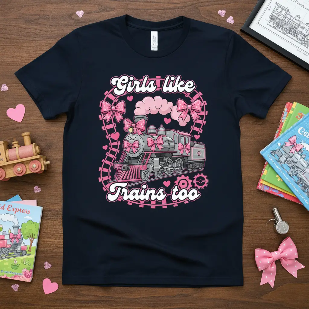 Girls Like Trains Too Cute Train Lover T-Shirt Gift