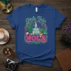 Girls Trip NOLA t-shirt design featuring St. Louis Cathedral, palm trees, saxophone, trumpet, alligator, and Mardi Gras mask