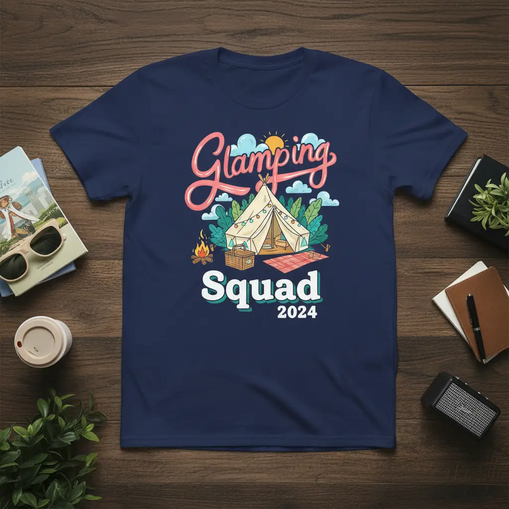 Glamping Squad 2024 Camping Trip T-Shirt Fun Adventure Gift