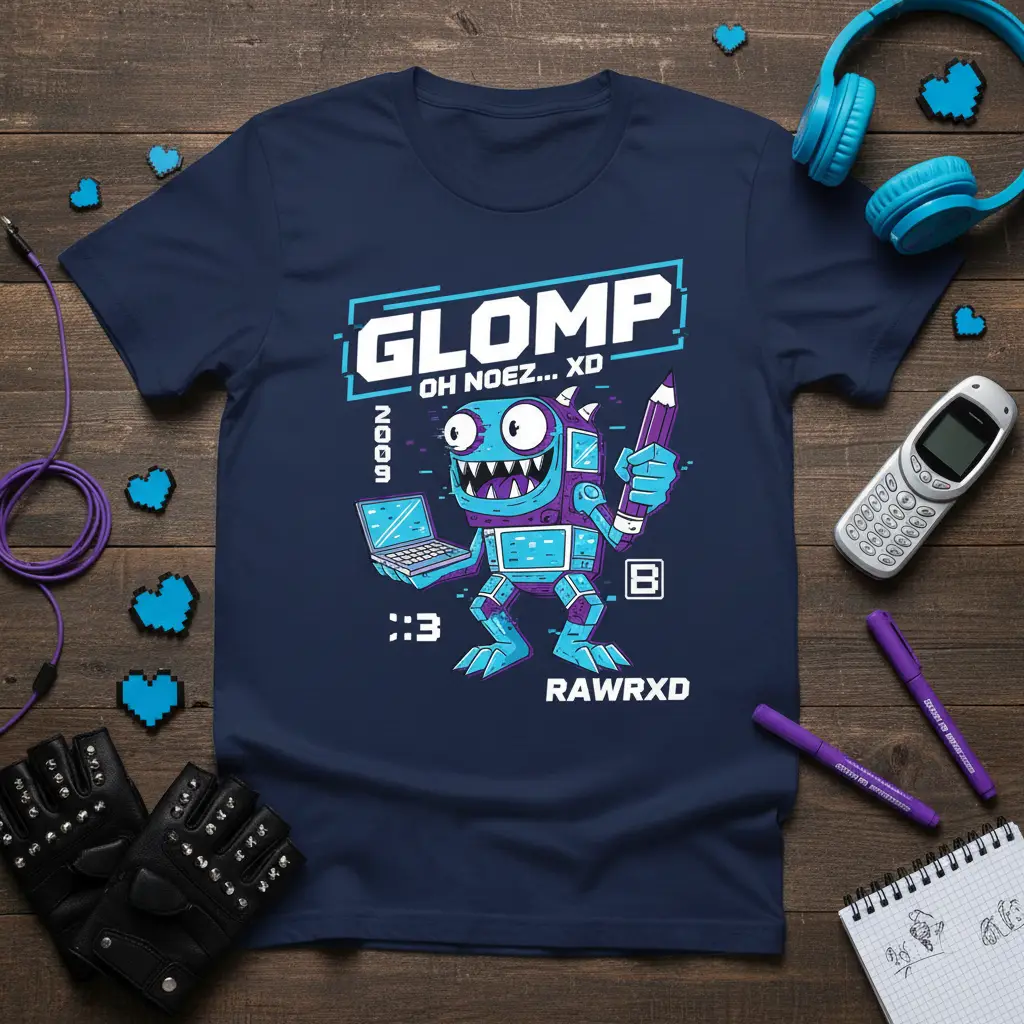 Glomp Oh Noez Xd Robot Gaming T-Shirt Retro 2009 Gift