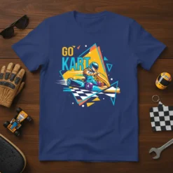 Go Kart T-Shirt featuring bold text and a dynamic illustration of a go-kart racer in action