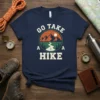 Go Take A Hike t-shirt with vintage mountain landscape graphic and compass rose design