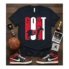 GOAT 23 design with a silhouette of a goat wearing number 23, on a navy t-shirt, inspired by basketball