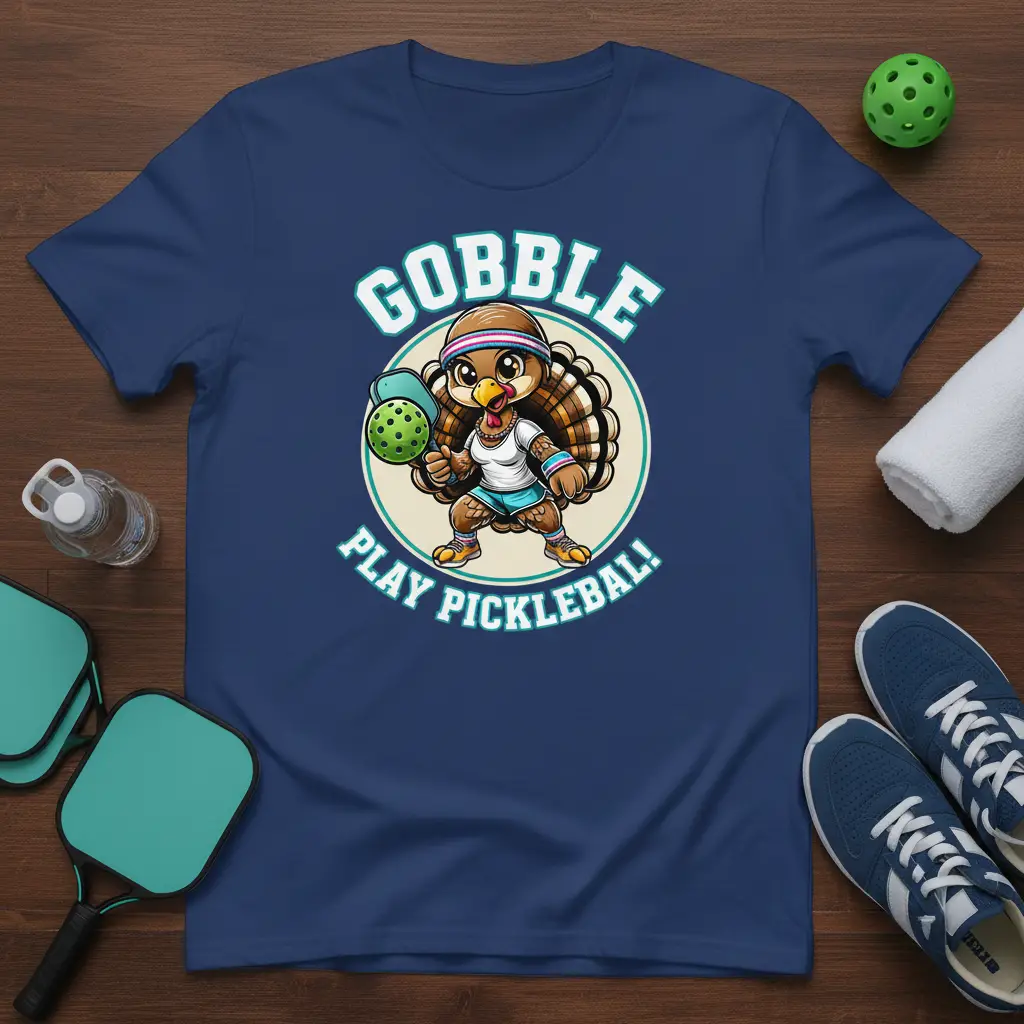 Gobble Play Pickleball Turkey T-Shirt Funny Thanksgiving Gift