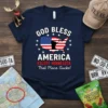 God Bless America Except Minnesota That Place Sucks t-shirt design with USA map graphic and bold typography