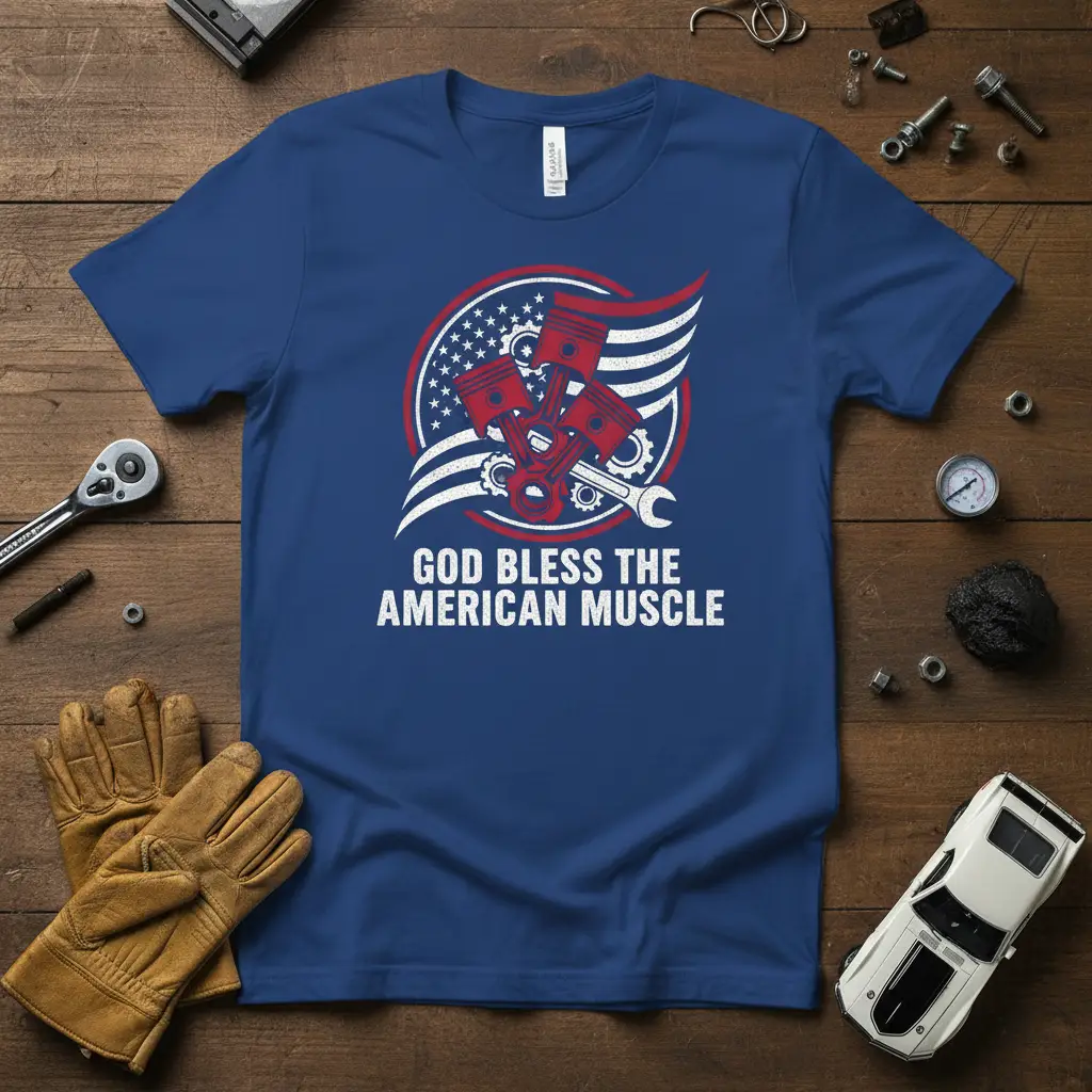 God Bless the American Muscle Car T-Shirt Gift