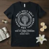 Black t-shirt with a cross and text reading "God In Three Persons Blessed Trinity"