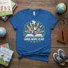 Good News Club® T-Shirt with children celebrating around an open book and a dove graphic