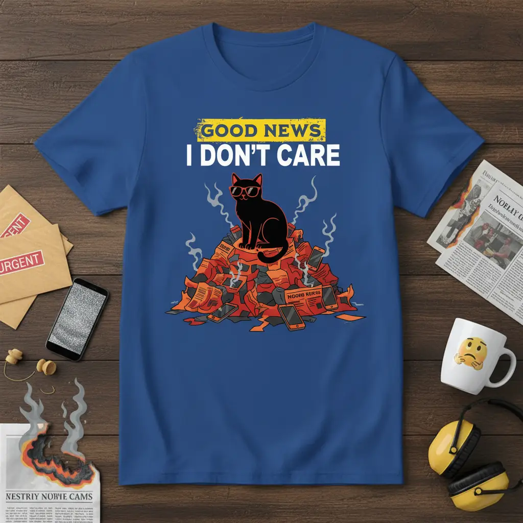 Good News I Don’t Care Cat T-Shirt Funny Sarcastic Gift